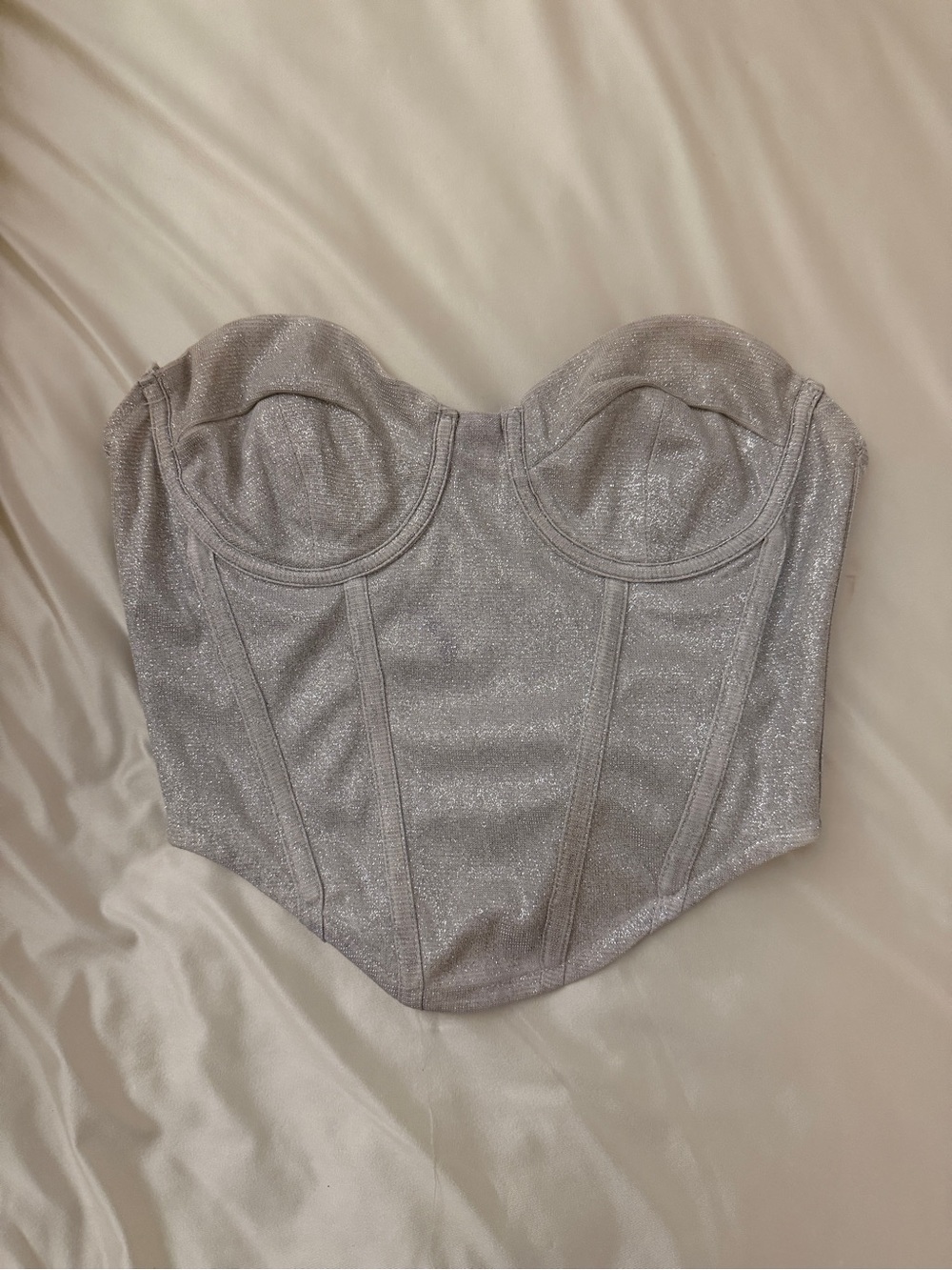 Sparkle Strapless Corset Bustier - Silver